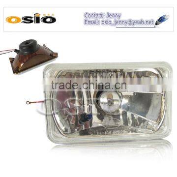 5' SQUARE headlight Red brown Iron Semi Sealed Beam 12V/24V Auto Halogen Lamp Install H4 or HID H4 Xenon Bulb