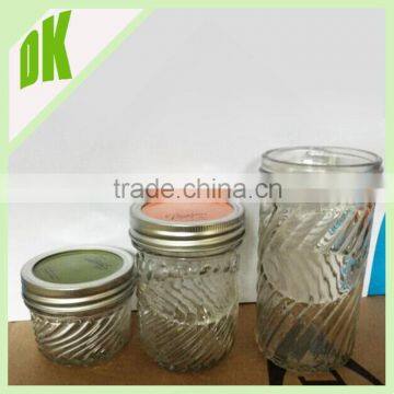 Wholesale factory tumbler glass printed mason jar with handle lid / Desktop sitting malaysia 16oz clear glass embossed mason jar