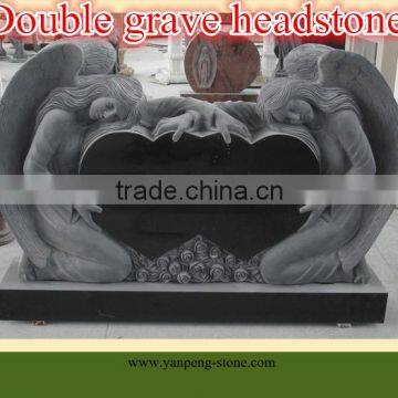 double grave black granite headstones