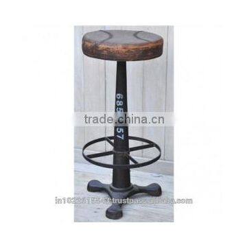 Cast Iron Leather bar stool ,Industrial Furniture Bar stool with Leather cushion