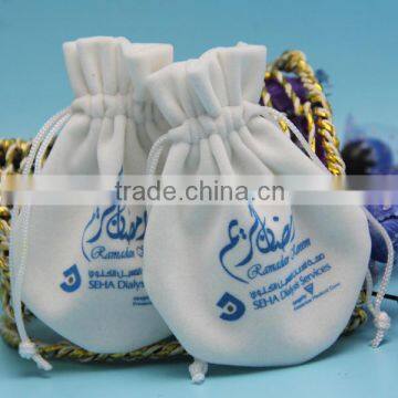 Modern stylish fashionable round velvet drawstring pouches