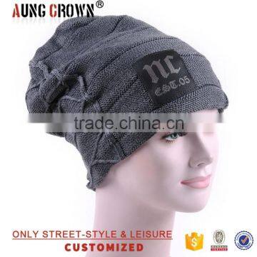 High quality custom knitted beanie with a woven label