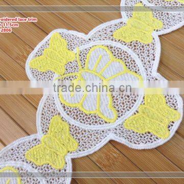 100% Polyester Embroidery YELLOW COLOR Lace Trim
