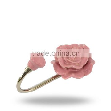 Ceramic Pink Rose Hook Knob