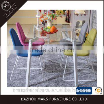 Wholesale cheap metal legs tempered glass dining table