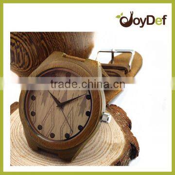 Hot Sale Imported 763 Movement Wristwatches Genuine Leather Bamboo Wood Dress Quartz Watches for Men and Women