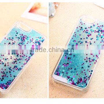 Liquid glitter bling star quicksand phone case for iphone 6 plus hard pc case