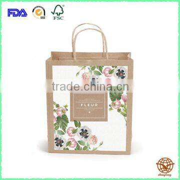 Wholesale Custom Printed Kraft Paper with Rope handle , cheap Kraft shopping Bag