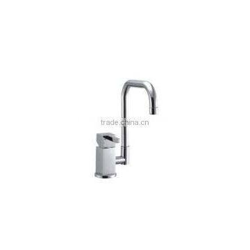 Square Brass Gooseneck Kitchen Faucet, Sink Mixer