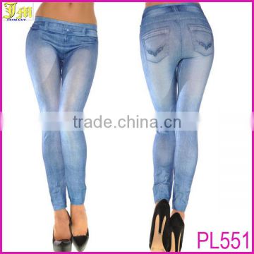 New Sexy Women Jeans Look Leggings Ladies Jeggings Hot Pants Casual Seamless Denim Leggings Blue Black Wholesale