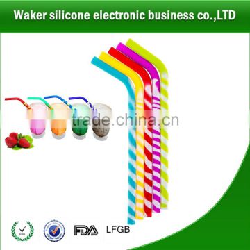 Love Green Silicone Reusable Party Straws, Silicone Striped Drinking Straw Made in Dongguan