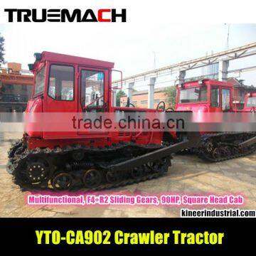 YTO CA902 90hp agricultural crawler tractor with square head cabin