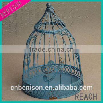 antique blue popular decorative hanging metal birdcage candle holder