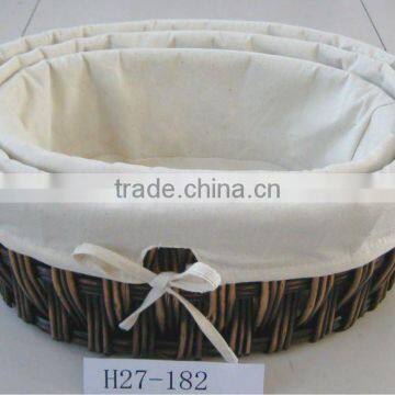 Round Willow Storage Basket With White Lining
