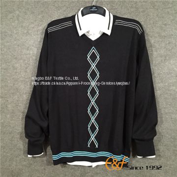 Cotton Intarsia Computer Knit Men Sweater