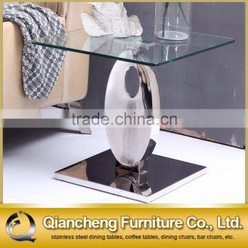 Modern Stainless Steel Glass Bedside Table photo-2