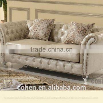 European Style PU Leather Sofa Designs With Crystal ButtonsSF033