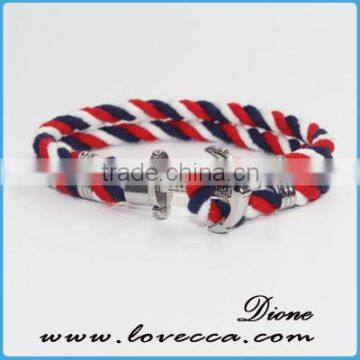 New Arrival Wholesale Multilayer Handmade Nautical Rope Hook Men Anchor Bracelet photo-5