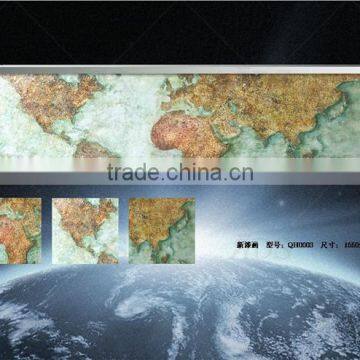 Framed Handmade Landscape Oil Painting World Map for Home Decoration photo-2