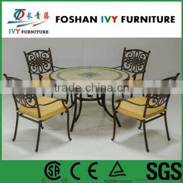 Garden new designs ceramic tile table and aluminium chair outdoor coffee set