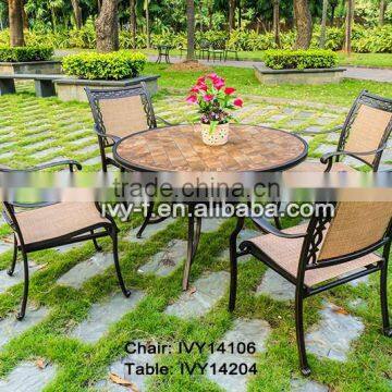 5 pcs dining set mosaic tabletop ceramic garden table set/home casual outdoor furniture/luxury 48 inch round dining table