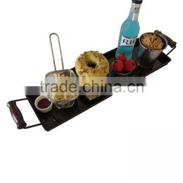 Metal display food trays for bar black coffee color coating tray Table serving trays for hotel restaurant home