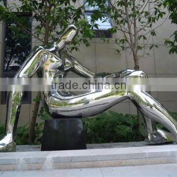 Stainless steel sculpture naked women sitting on ground Hebei manufacturer