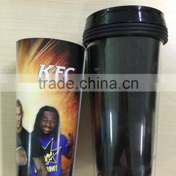 16 oz Double Wall Plastic Travel Mug With Cover Paper photo-2