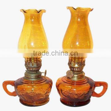 Amber Glass Hurricane Lamp,Oil Lamp Chimney