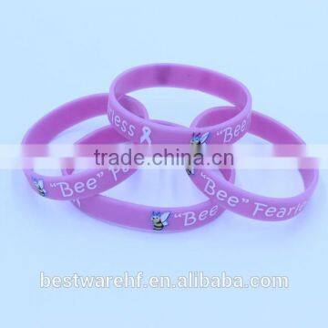 adult size debossed inkflled breast cancer awareness bracelets