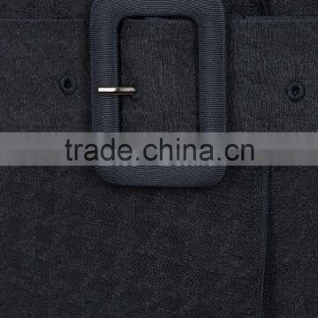 Wholesale Ladies Apparel Navy Houndstooth Linen and Silk Blend Coat(DQE0351C) photo-4