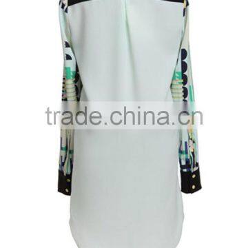 Ladeis' Fahison Long Sleeves Double Layer Digital Print High Quality Direct Factory Chiffon Style Blouse 2015 photo-3