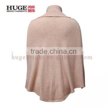 Loose Turtle Neck Wool Poncho Women Knit Sweater Wholesale photo-2