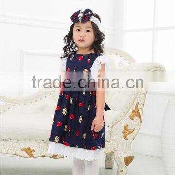 Girl Casual Dress ,fashion Floral Ruffle With Headband,wholesale Dress photo-3