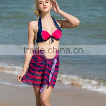 2015 Summer New Arrival Sexy Backless Striped Strip With Padding With Veil Beach Swimsuit photo-6