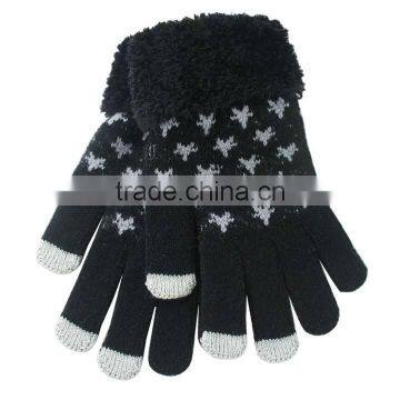 fashion jacquard touch screen gloves phone gloves