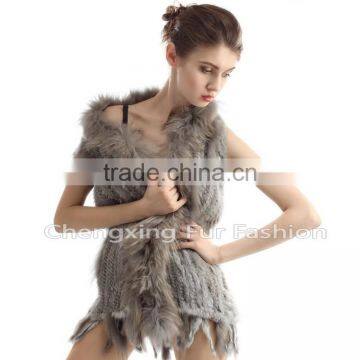 CX-G-B-20A New Hand Knitted Funny Fashion Women Gilet Rabbit Fur Costume photo-6