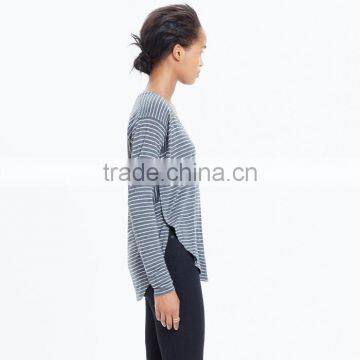 V Neck Long Sleeve T-shirt for Women in Naples Stripe photo-2