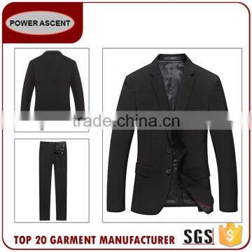 China Supplier Men Slim Fit Classic 2-Button Black Formal Coat Pant Suit