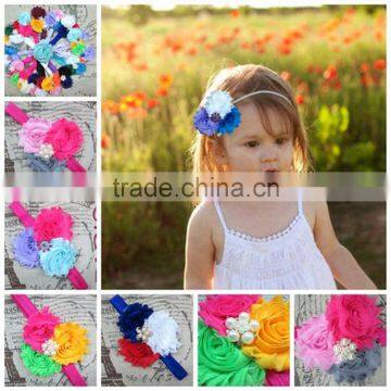 Boutique Frayed Flower Kids Headband Wholesale, Fancy Elastic Stretch Headbands for girls