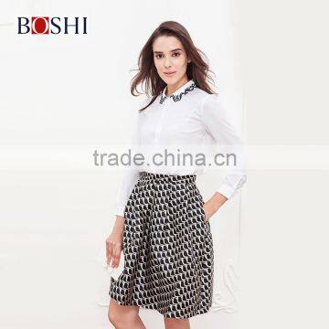 2015 Sweet Ladies White Chiffon Embroidery Women Shirts Design photo-2