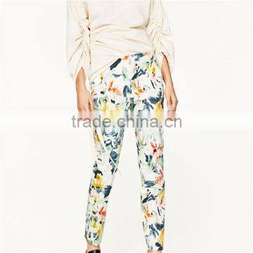 Custom Design Female Fitted Cotton Multicoloured Floral Dress Pants photo-2