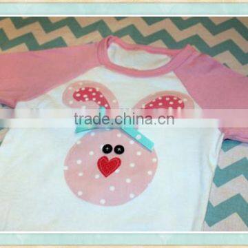 Easter bunny girl's shirts ruffle raglan shirt wholesale icing ruffle shirt kids tshirts