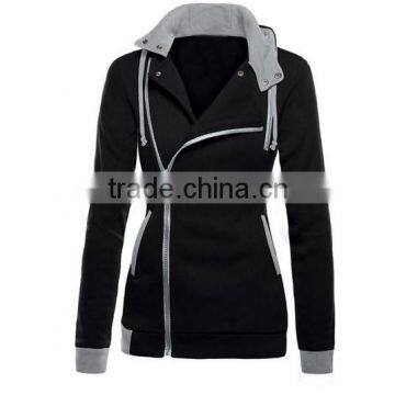 Wholesale fashion Womens Zipper Slim Fit Hoodie Guangzhou