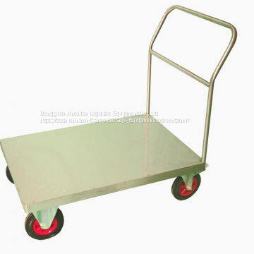 Folding Steel Platform Push Cart Galvanized With Wheels