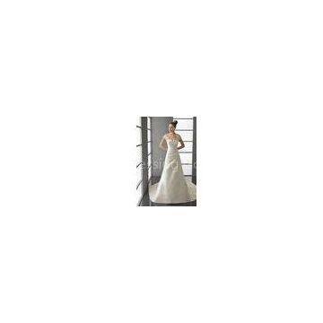 A - Line Strapless Pleated Wedding Dressing Gowns /Bridal Gown with Beadings