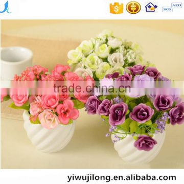 lovely decorative artificial silk restaurant table vase crystal rose flower