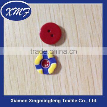 Low price 4-holes fancy color polyester button, plastic resin button for clothing