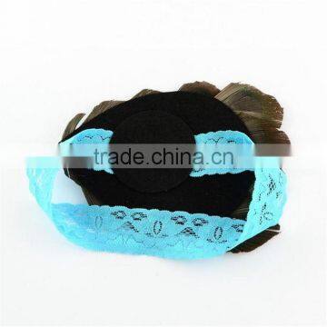 Elastic Girl Headband Baby Headdress Dyed Peacock Feather Hairband