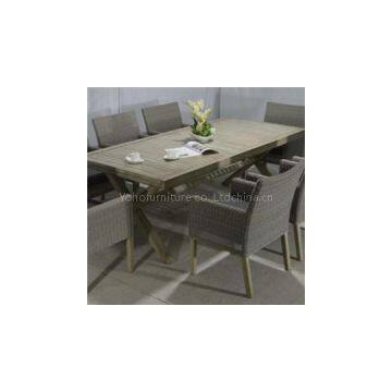 9 Pcs Outdoor Furniture Rattan Chair And Table For Dining